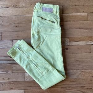 SAND Copenhagen Yellow Skinny Jeans with Zipper Details, Size 28